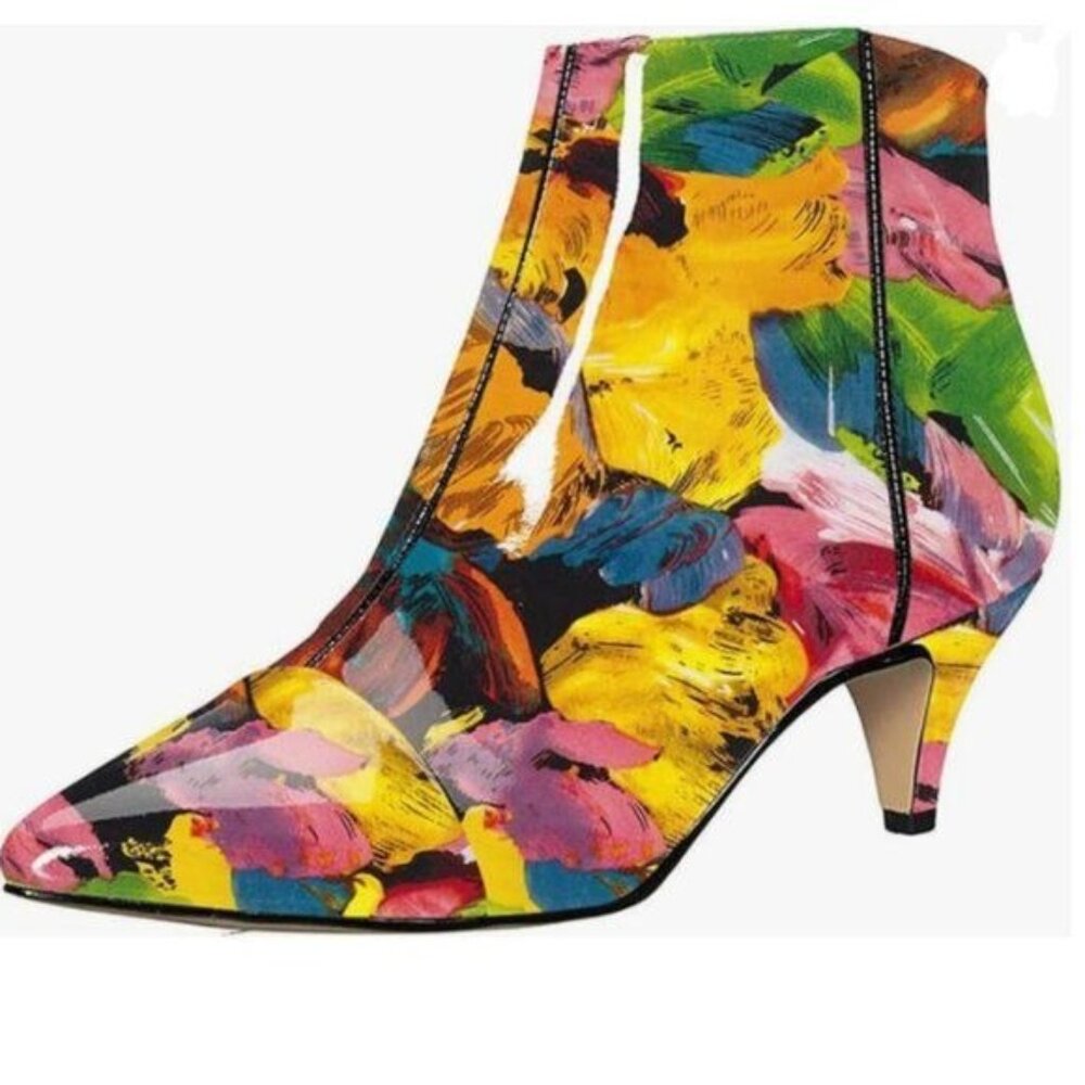 XYD Yellow Kitten Heel Ankle Boots Pointed Toe Side Zipper Prom Party Bootie